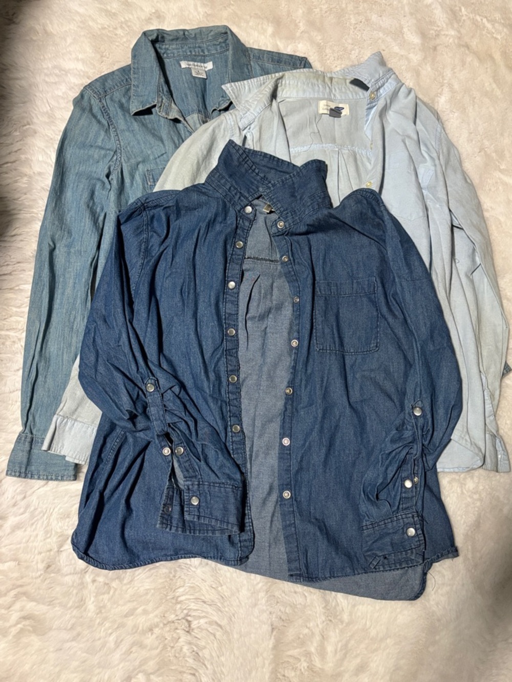 3-Pack Denim Button-Up Shirts - Mixed Blue Shades